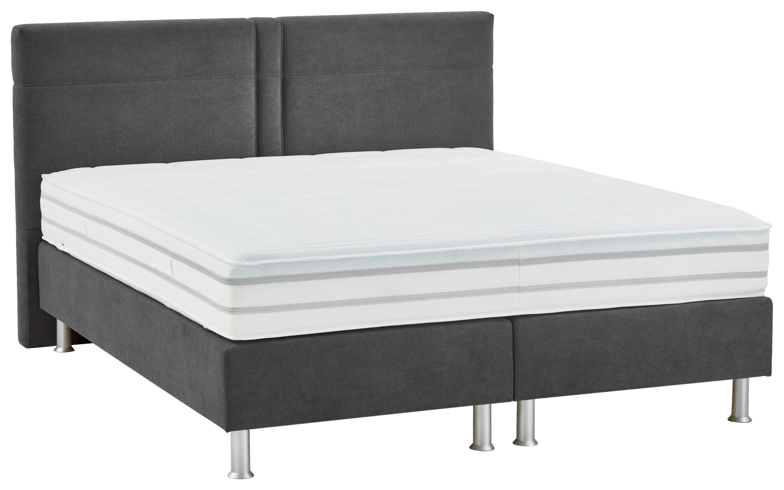 BOXSPRING-ÁGY 180/200 cm  antracit  - alumínium színű/antracit, Design, műanyag/textil (180/200cm) - Beldomo - Sleep
