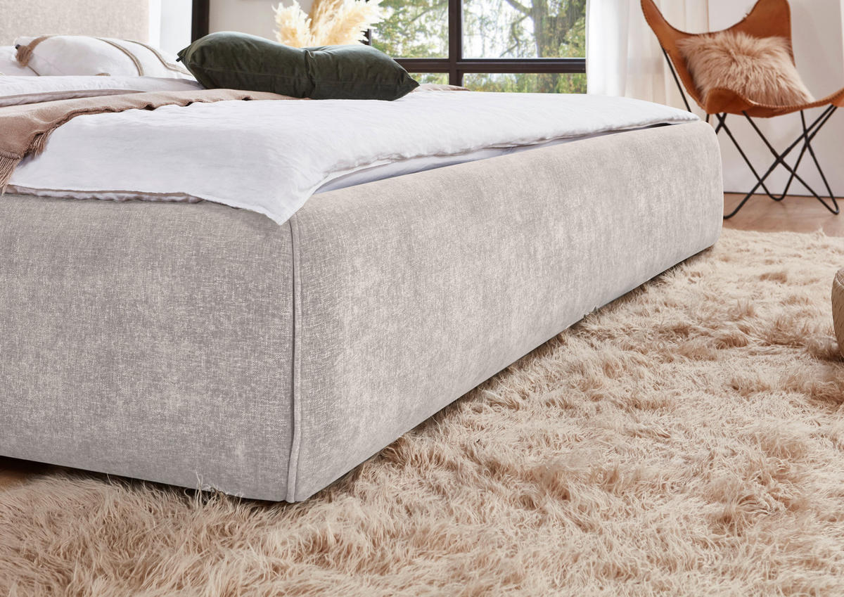 POLSTERBETT 180/200 cm  Creme  - Birkefarben/Buchefarben, Design, Holz/Textil (180/200cm) - Xora