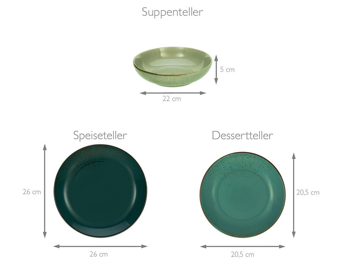 TAFELSERVICE 12-teilig  - Multicolor, Keramik (31,5/31,5/38cm) - Creatable