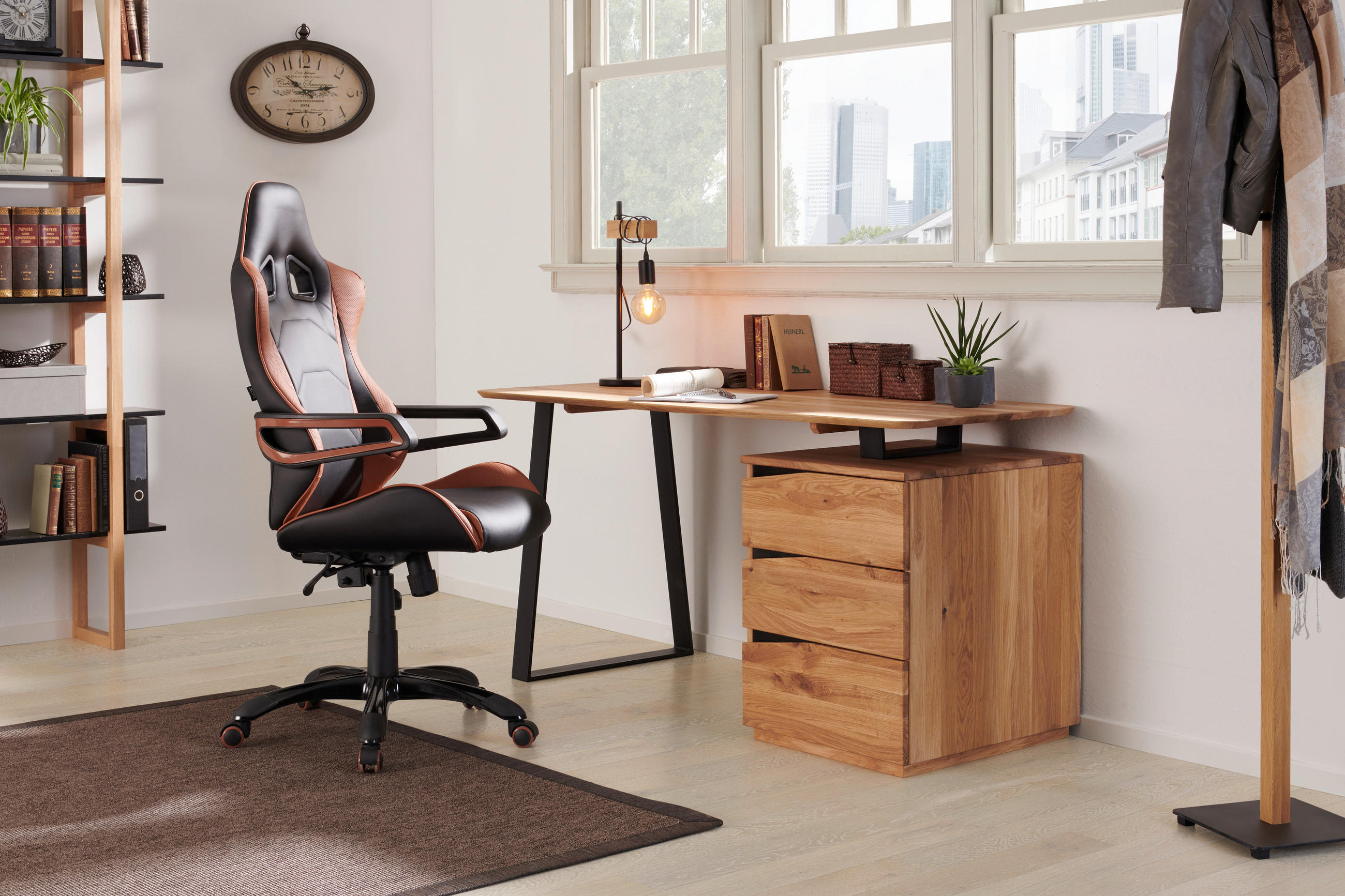 PSACÍ STŮL, divoký dub, 140/65/75 cm - divoký dub/černá, Natur, kov/dřevo (140/65/75cm) - Linea Natura