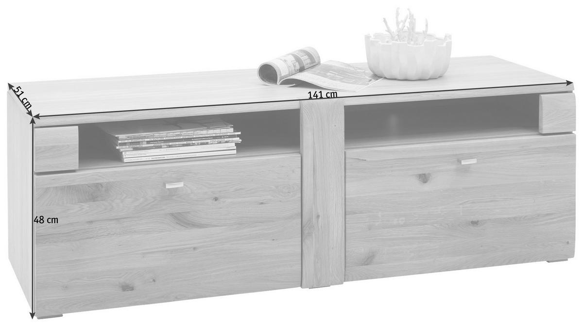 LOWBOARD Colorado  in 141/48/51 cm  - Eichefarben/Alufarben, KONVENTIONELL, Holz/Holzwerkstoff (141/48/51cm) - Visiona