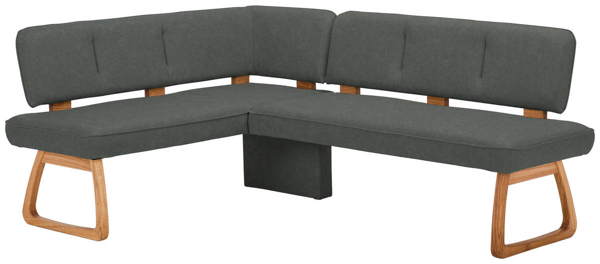 ECKBANK 155/208 cm Webstoff, Mikrofaser Dunkelgrau Eiche vollmassiv   - Dunkelgrau, KONVENTIONELL, Holz/Textil (155/208cm) - Venda