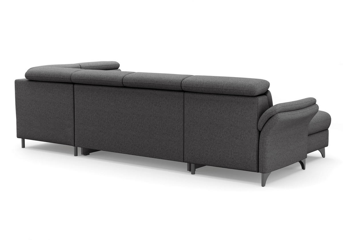 WOHNLANDSCHAFT GLENDALE E in Flachgewebe Dunkelgrau  - Dunkelgrau/Schwarz, KONVENTIONELL, Textil/Metall (166/321/193cm) - Sit & More