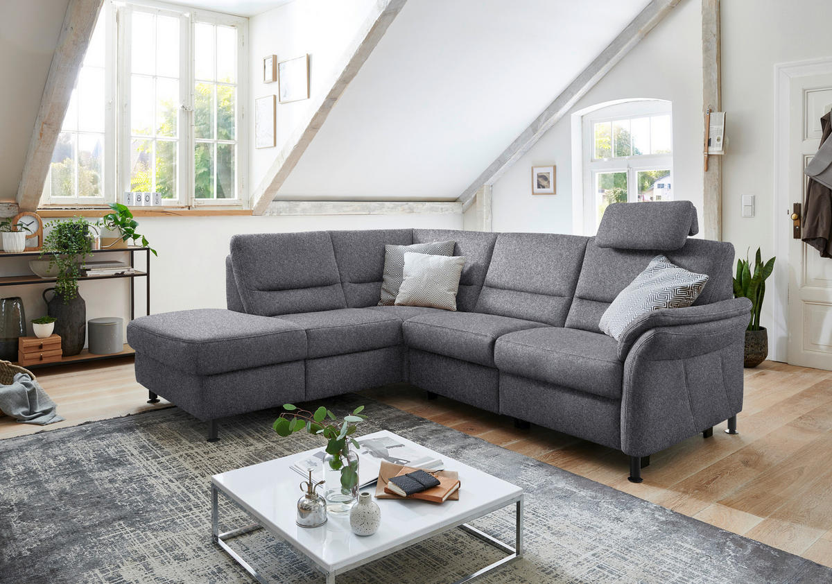 HÖRNSOFFA i flatväv blå  - blå/svart, Modern, metall/textil (227/203cm) - Beldomo System