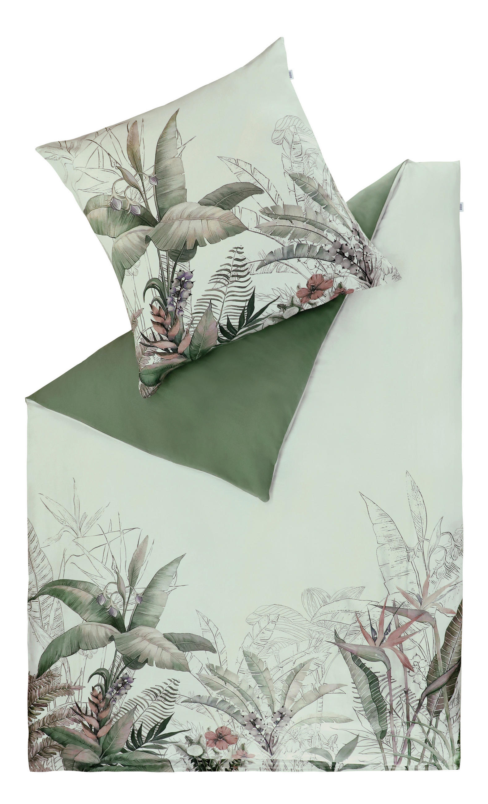 WENDEBETTWÄSCHE SW-Tropical grün Satin 140/200 cm  - Salbeigrün/Hellgrün, Basics, Textil (140/200cm) - Schöner Wohnen