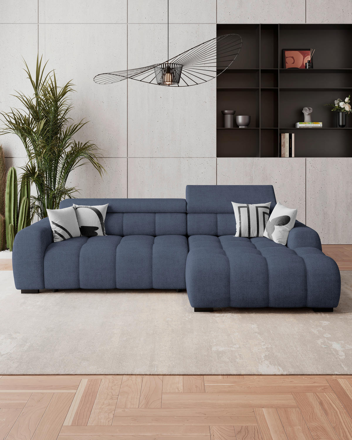 HÖRNSOFFA i vävt tyg blå  - blå/svart, Trend, textil/plast (285/168cm) - Livetastic