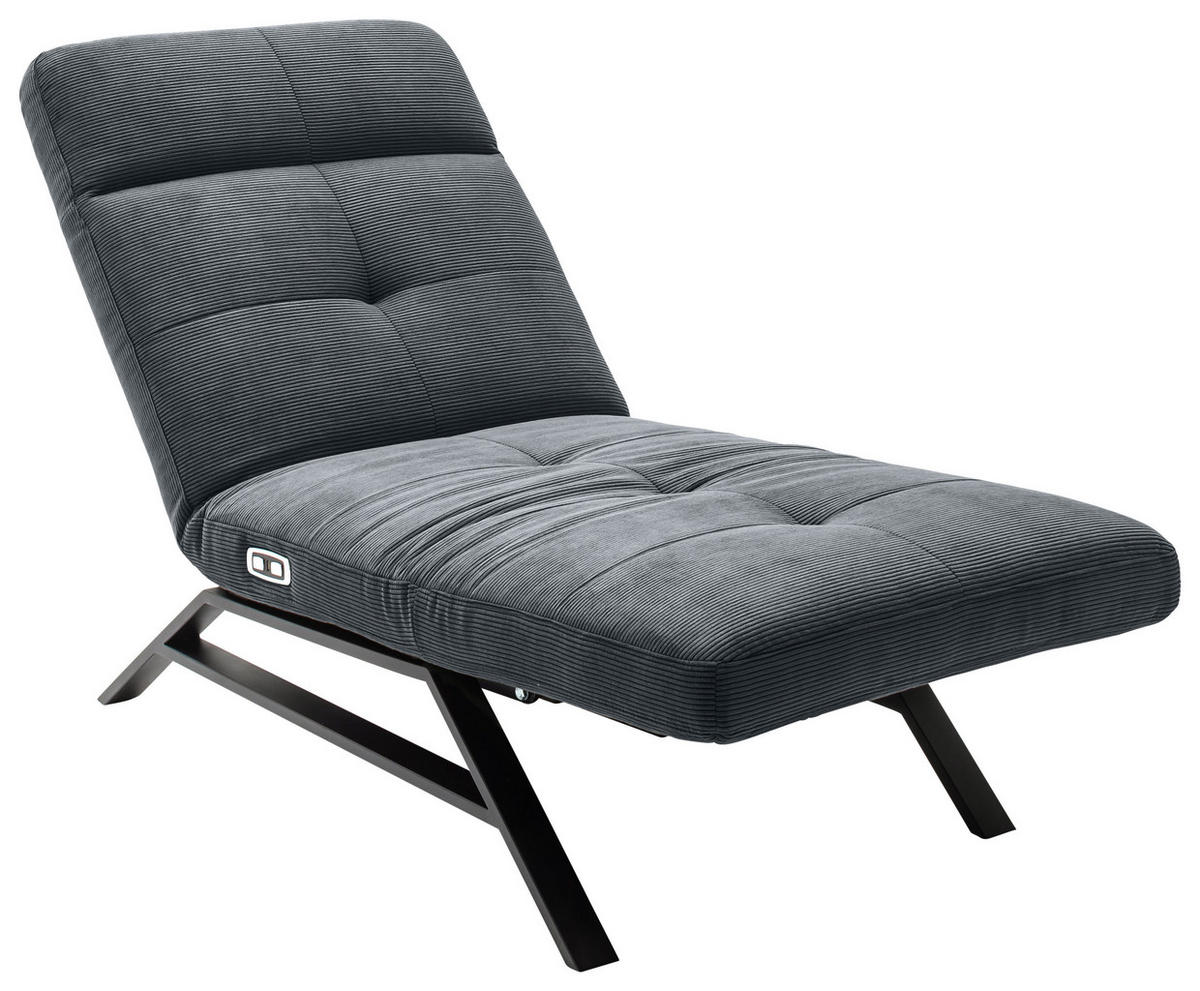 RELAXLIEGE in Cord Anthrazit  - Anthrazit/Schwarz, Design, Textil/Metall (80/54-113/158-198cm) - Pure Home Lifestyle