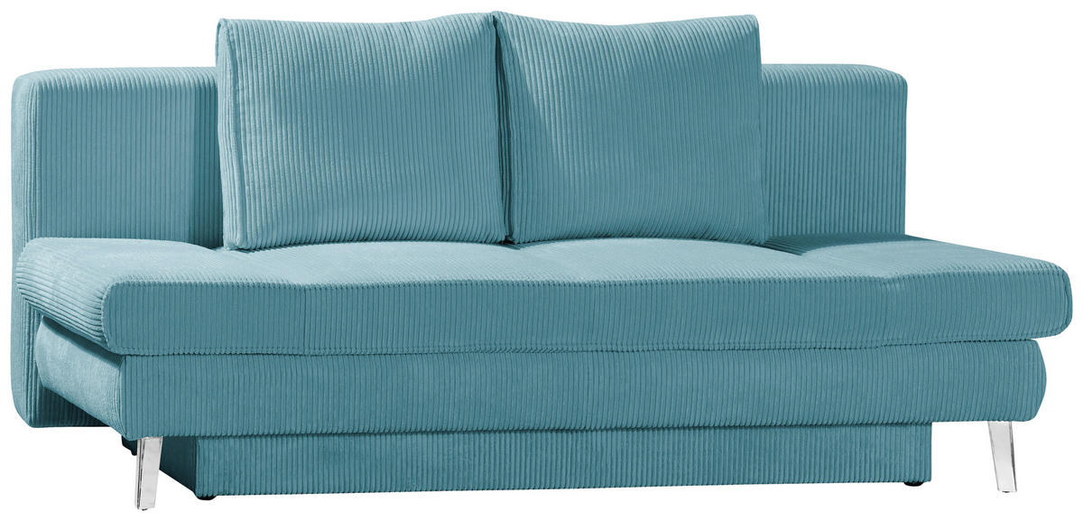 SCHLAFSOFA in Cord Türkis  - Türkis/Chromfarben, Design, Textil/Metall (200/85/90cm) - Xora