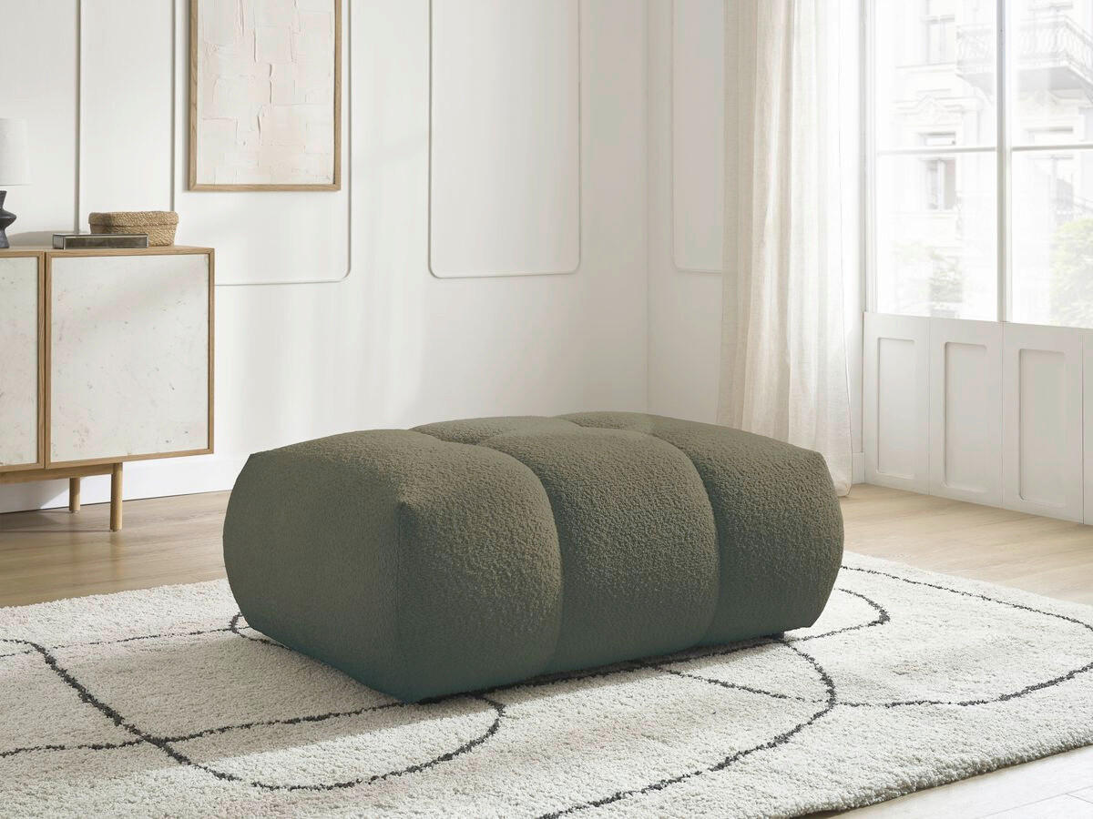 HOCKER FUJI  Bouclé Grün  - Schwarz/Grün, MODERN, Kunststoff/Textil (112/44/80cm)