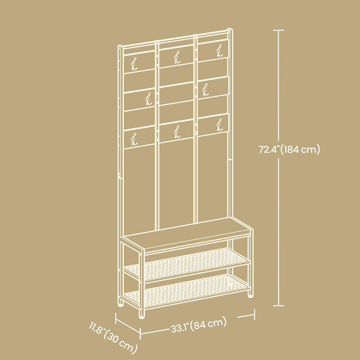 PREDSIEŇOVÝ NÁBYTOK, 84/182/30 cm - hnedá/čierna, Modern, kov/kompozitné drevo (84/182/30cm) - MID.YOU