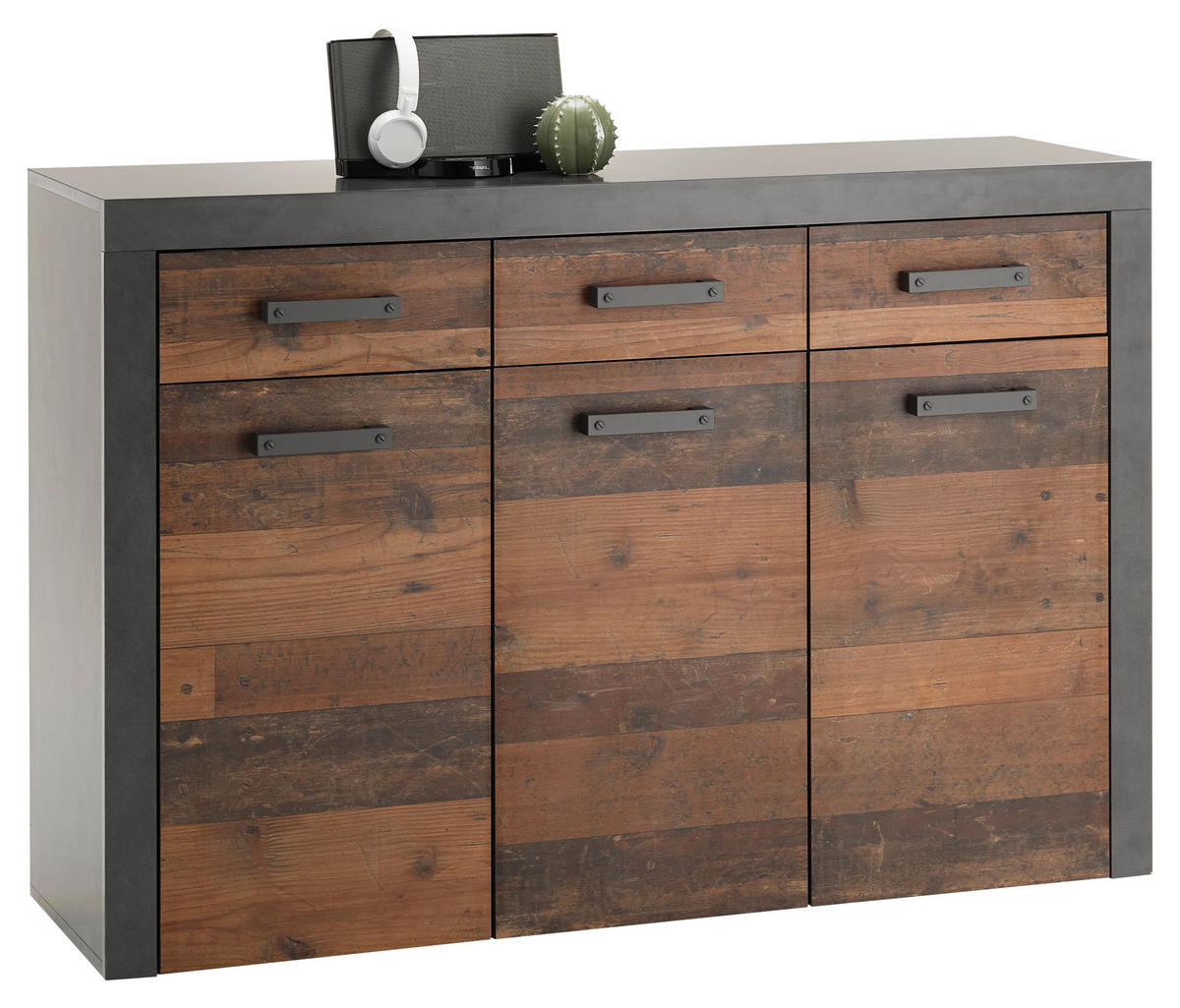 SIDEBOARD  in 135/92/38 cm  - Anthrazit/Braun, Trend, Holzwerkstoff/Kunststoff (135/92/38cm)