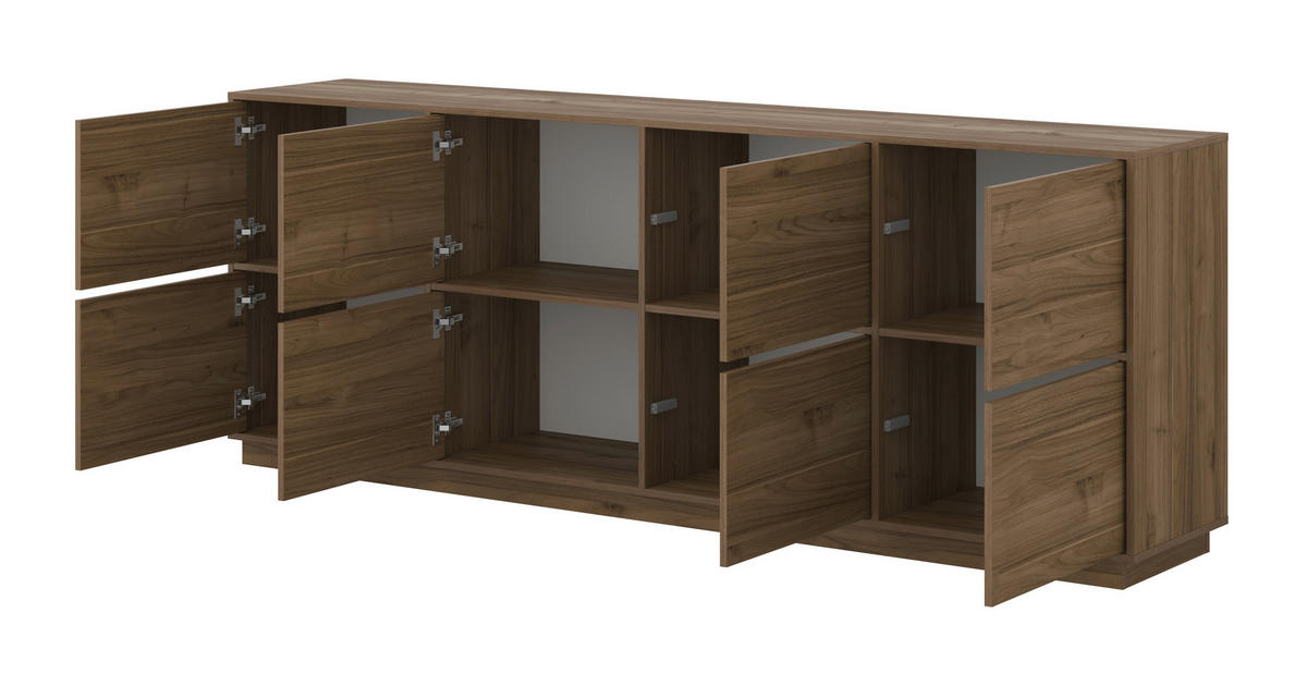 SIDEBOARD Japandi  in 220,5/45/41,5 cm  - Nussbaumfarben, Design, Holzwerkstoff (220,5/45/41,5cm) - MID.YOU