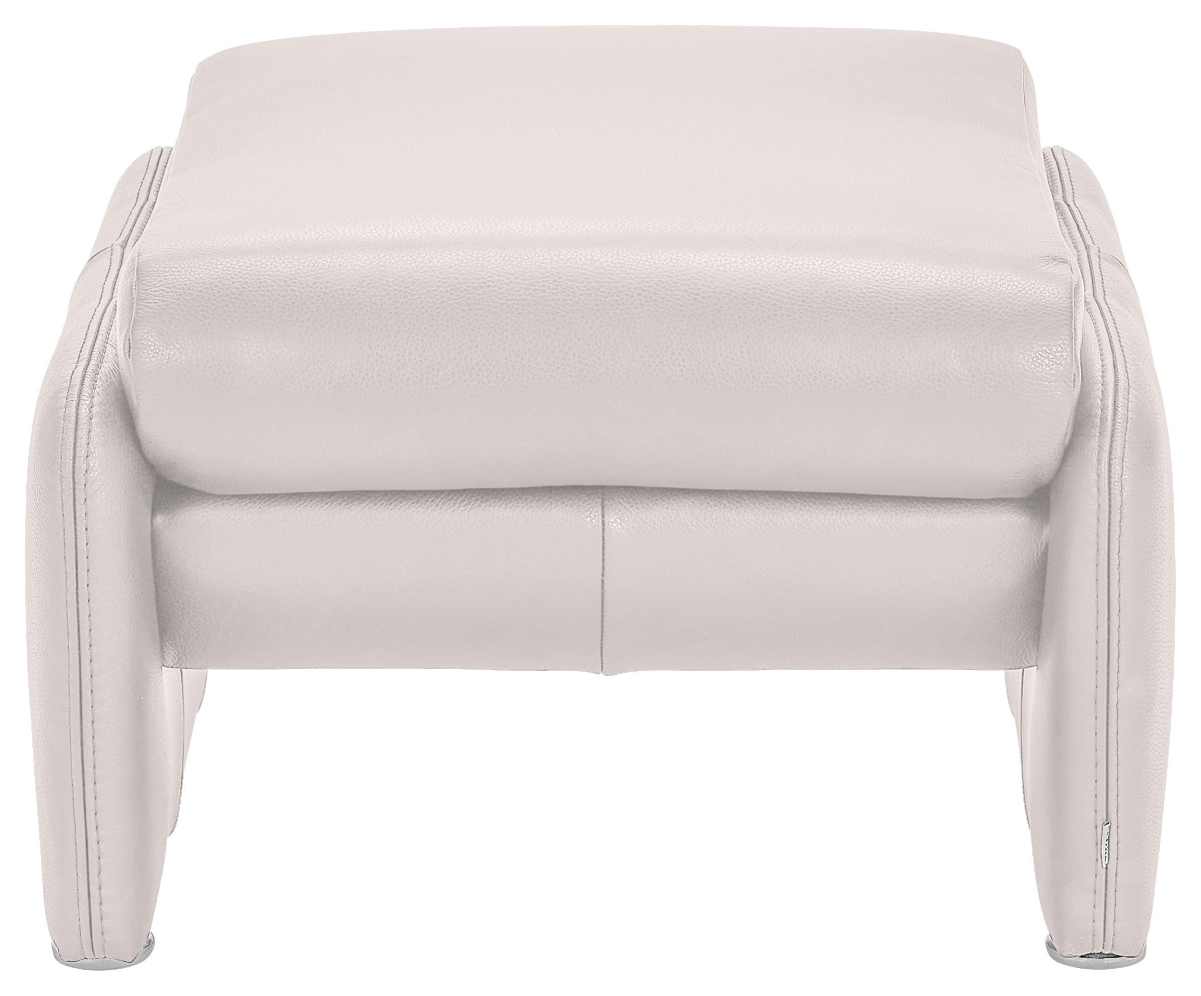HOCKER Echtleder Hellgrau  - Chromfarben/Hellgrau, KONVENTIONELL, Leder/Metall (60/42/62cm) - Celina Home