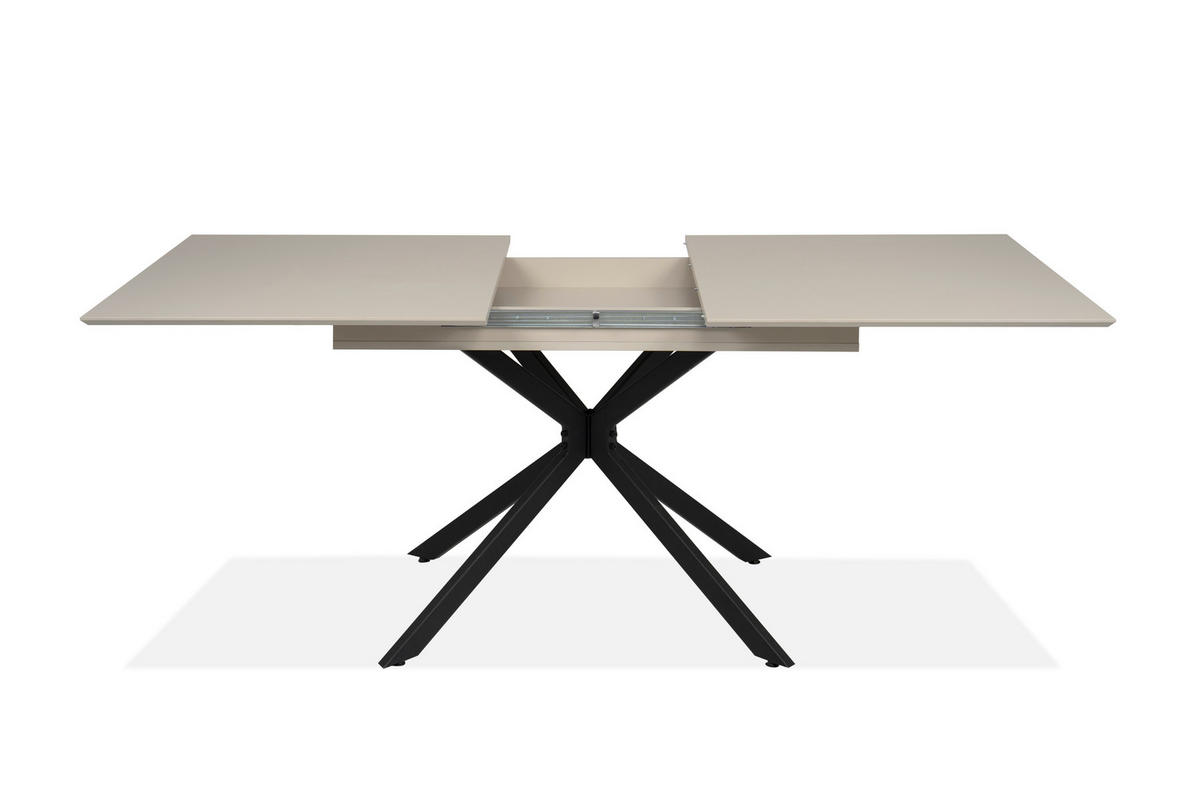 AUSZIEHTISCH 160-200/90/75 cm Nachbildung  Metall, Holzwerkstoff ausziehbar rechteckig Schwarz, Sandfarben  - Sandfarben/Schwarz, Design, Holzwerkstoff/Metall (160-200/90/75cm) - Livetastic
