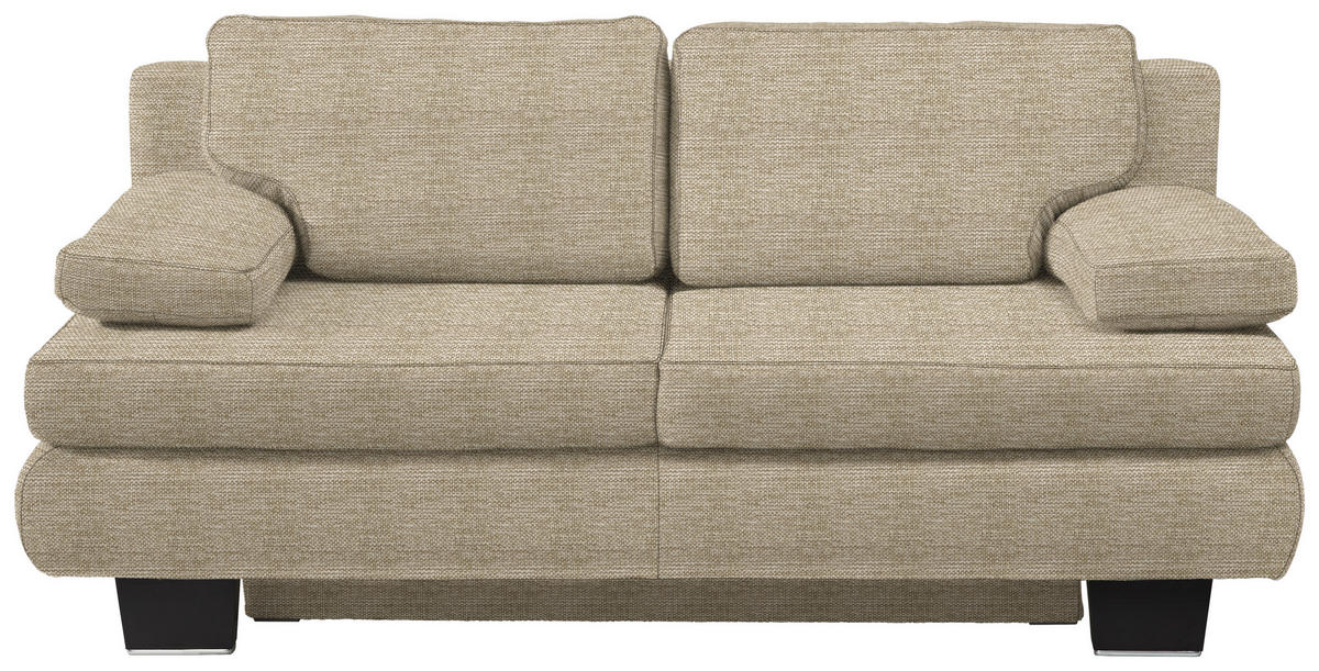 SCHLAFSOFA  mit Fußauswahl, Stoffauswahl, Schlafen auf Sitzhöhe, Rücken echt Sandfarben  - Sandfarben/Wengefarben, Design, Holz/Textil (203/94/100cm) - Novel