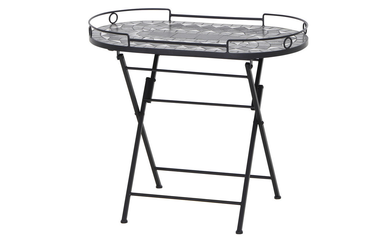 GARTENBEISTELLTISCH 67,5/41/60 cm Metall, Keramik  - Schwarz, KONVENTIONELL, Keramik/Metall (67,5/41/60cm) - Siena Garden