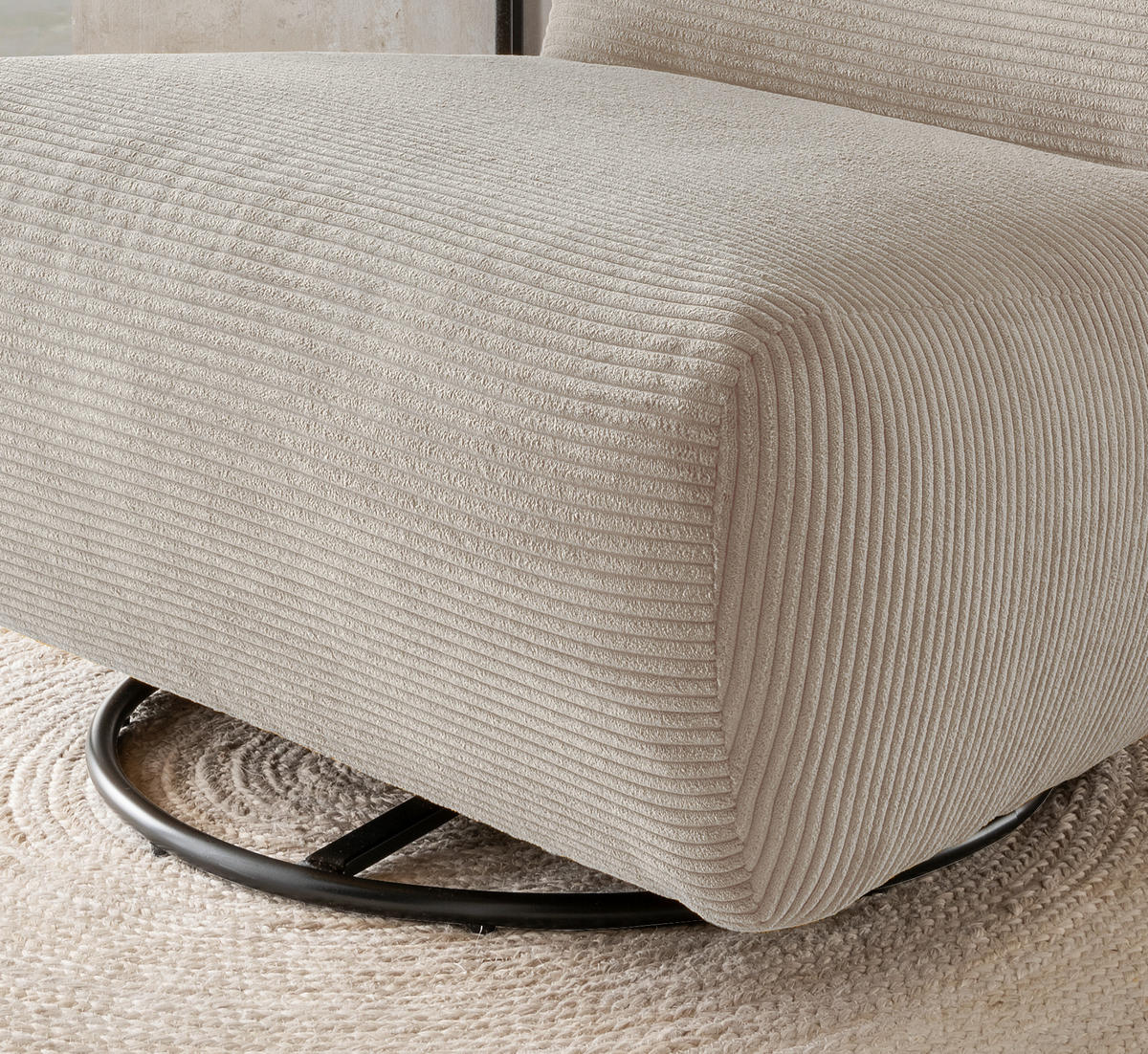 XXL-SESSEL in Cord Beige  - Beige/Schwarz, Trend, Textil/Metall (95/77/94cm) - Livetastic