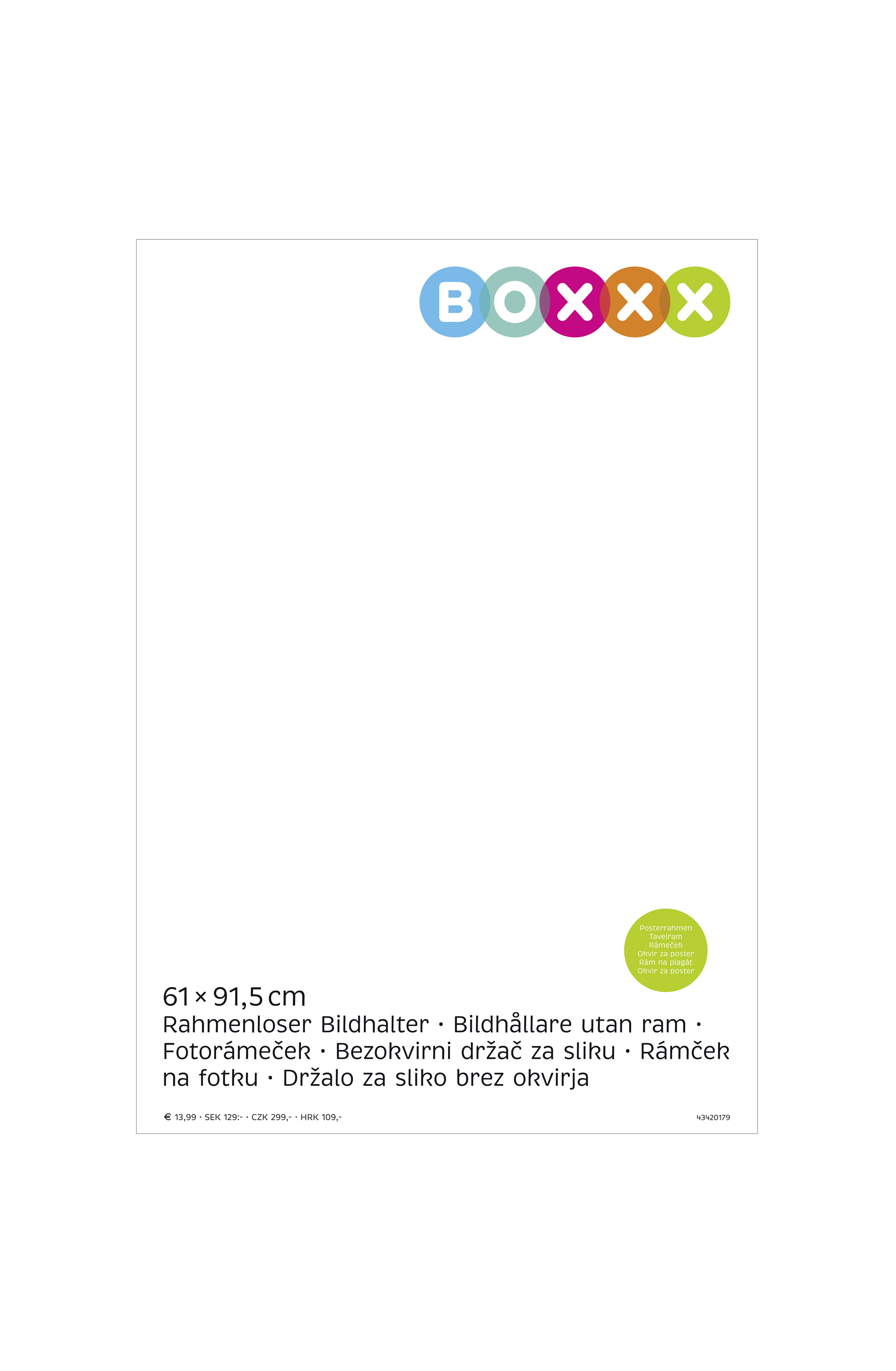 okvir 62X93CM  91.5/61/1 cm        - prozirno, Basics, staklo (91.5/61/1cm) - Boxxx