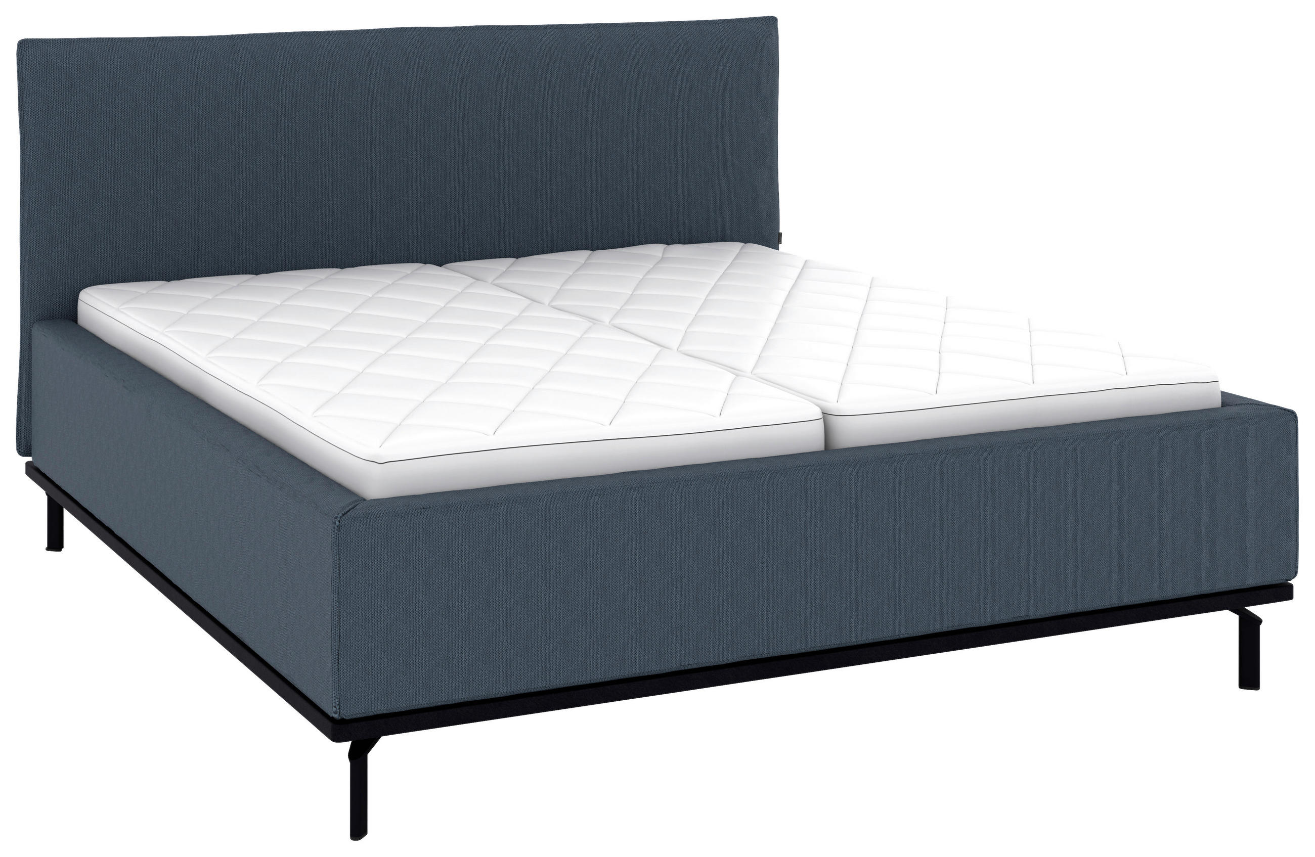 POLSTERBETT 180/200 cm,  in Dunkelblau, Matratze, Lattenrost, Bettkasten, H2 + H2 = mittel  - Graphitfarben/Weiß, Design, Holz/Textil (180/200cm) - Musterring