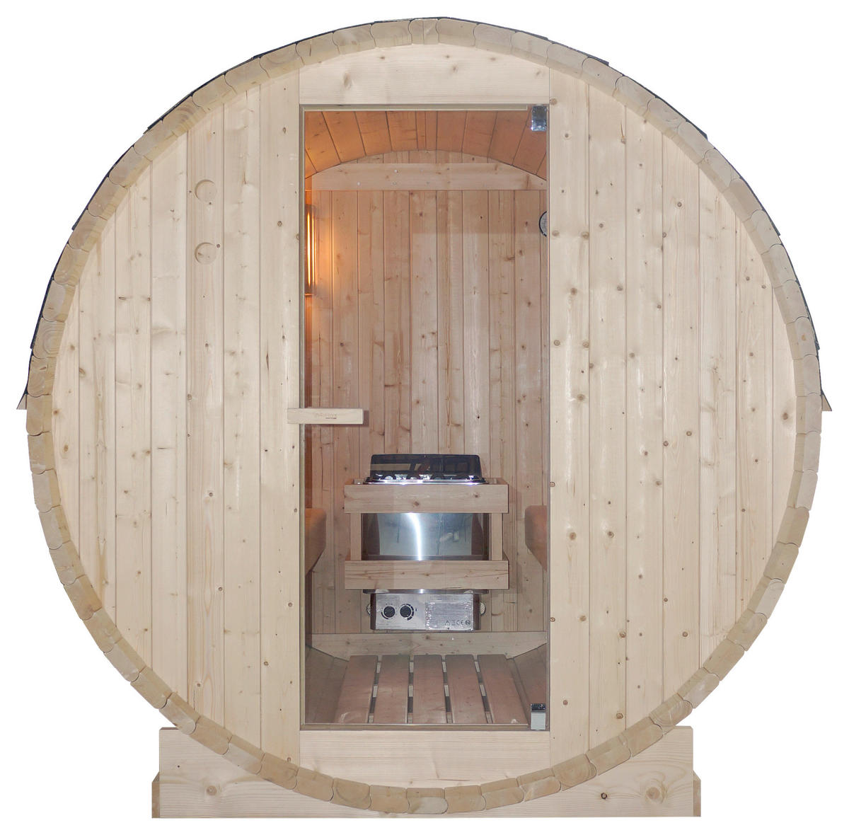 SAUNAFASS für 4 Personen Tromsö L  - Fichtefarben, KONVENTIONELL, Glas/Holz (189/180/191,5cm) - Sanotechnik