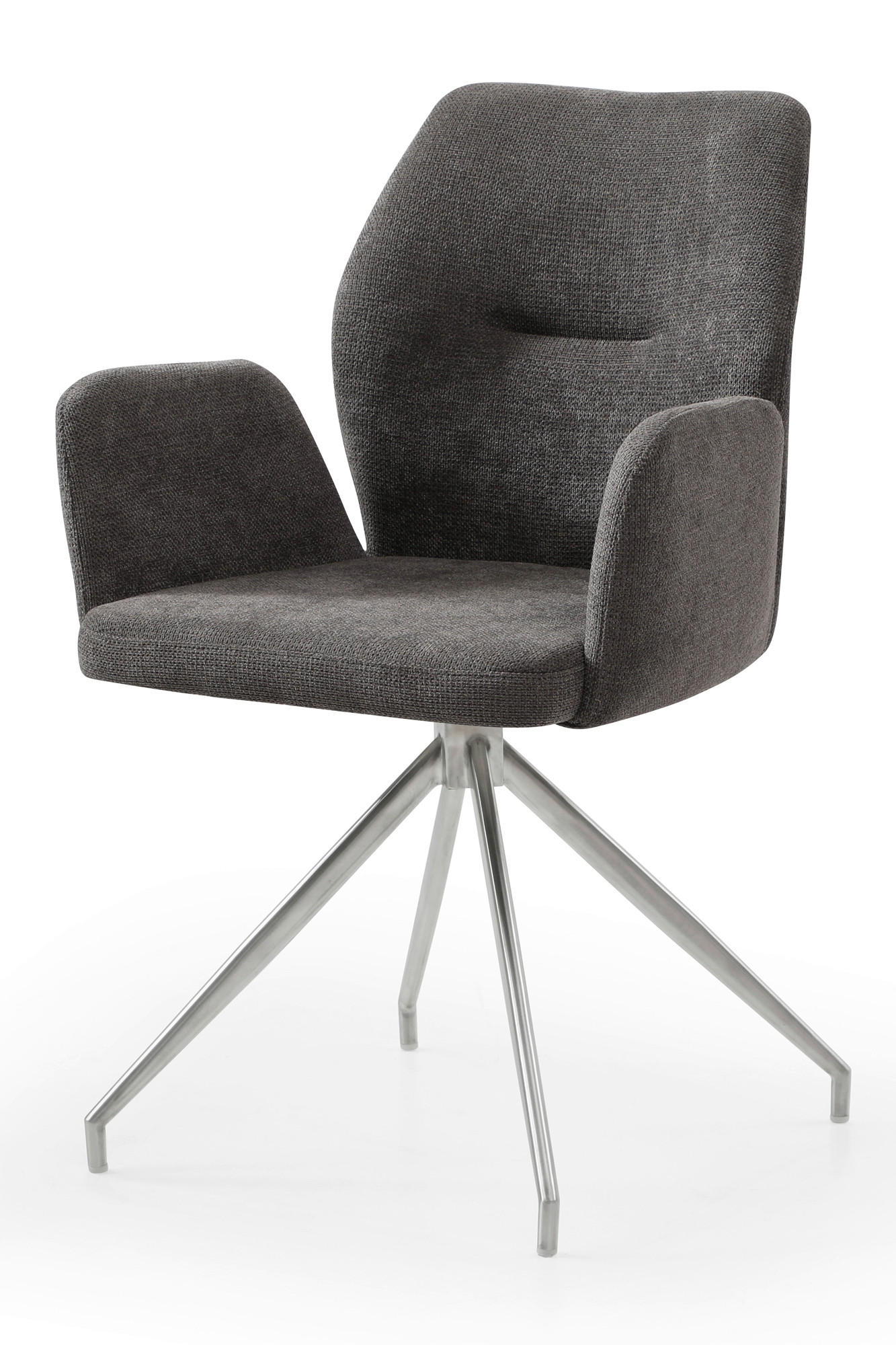 ARMLEHNSTUHL  in Struktur  - Dunkelgrau/Silberfarben, MODERN, Textil/Metall (60/89/62cm) - Livetastic