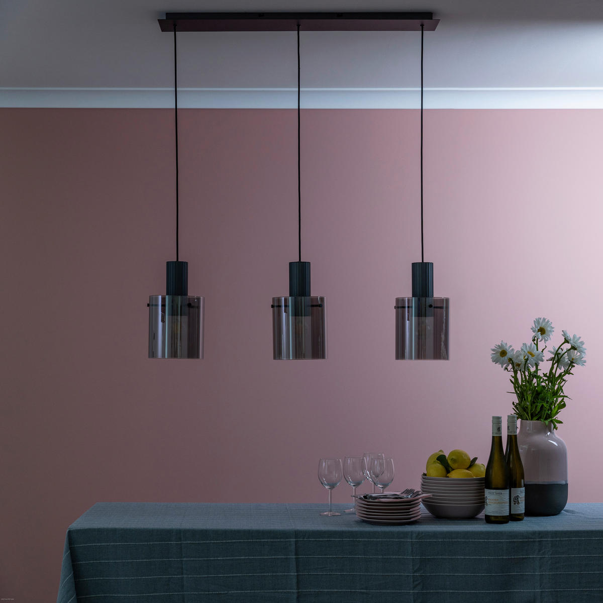 PENDELLEUCHTE 98/150/18 cm   - Anthrazit, Trend, Glas/Metall (98/150/18cm) - Brilliant