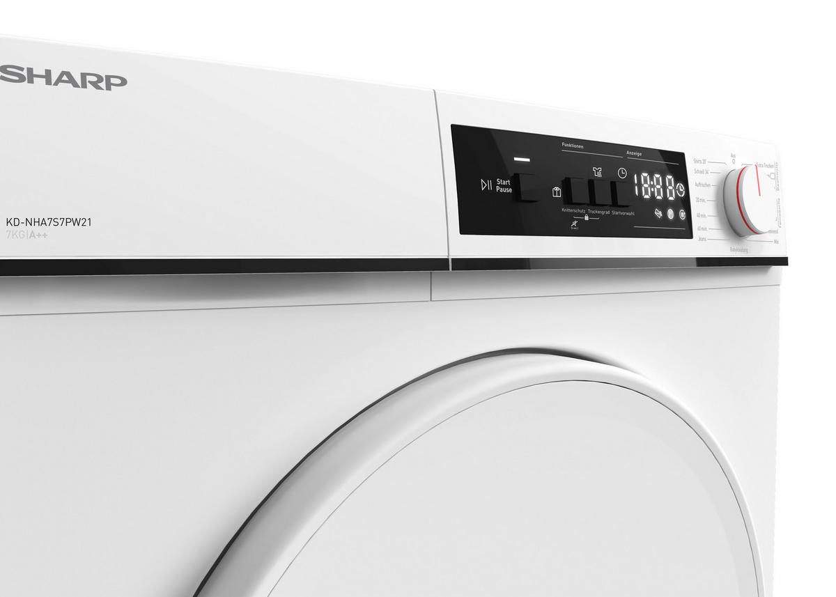 WÄRMEPUMPENTROCKNER KD-NHA7S7PW21-DE  - Weiß, Basics, Kunststoff/Metall (59.6/84.5/52.5cm) - Sharp