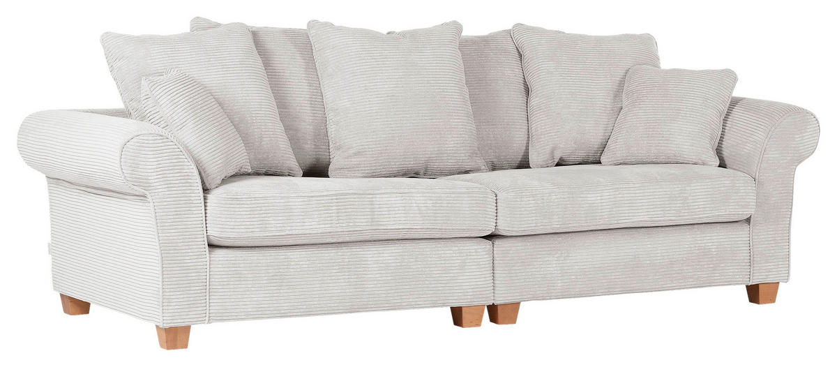 BIG SOFFA i manchester cremefärgad  - ekfärgad/cremefärgad, Lifestyle, trä/textil (264/70/111cm) - Livetastic