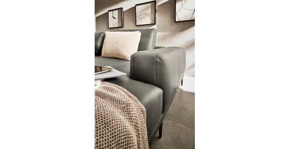 ECKSOFA  in Echtleder Grau  304/201 cm  - Schwarz/Grau, Design, Leder/Metall (304/201cm) - Belluti