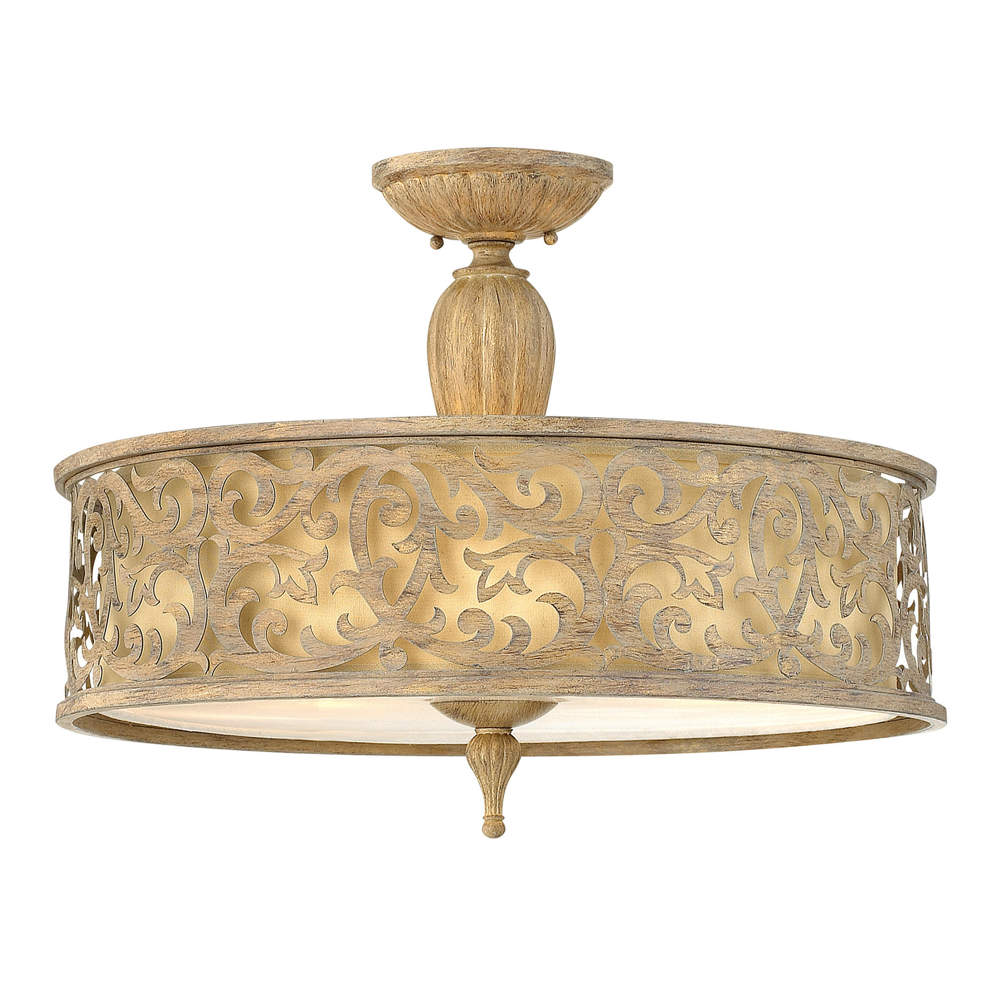 DECKENLEUCHTE Elstead Carabel 52.1/38.1 cm   - Champagner, ROMANTIK / LANDHAUS, Glas/Textil (52.1/38.1cm) - Elstead Lighting