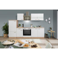 KÜCHENBLOCK 270 cm   in Weiß  - Edelstahlfarben/Eichefarben, Basics, Holzwerkstoff/Metall (270cm) - Respekta