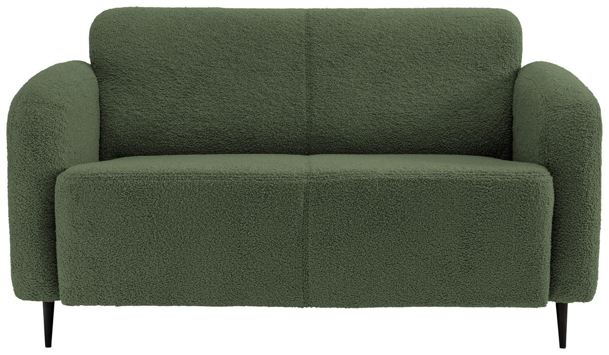 2-SITZER-SOFA Teddystoff Dunkelgrün  - Dunkelgrün/Schwarz, MODERN, Textil/Metall (140/76/90cm) - Livetastic