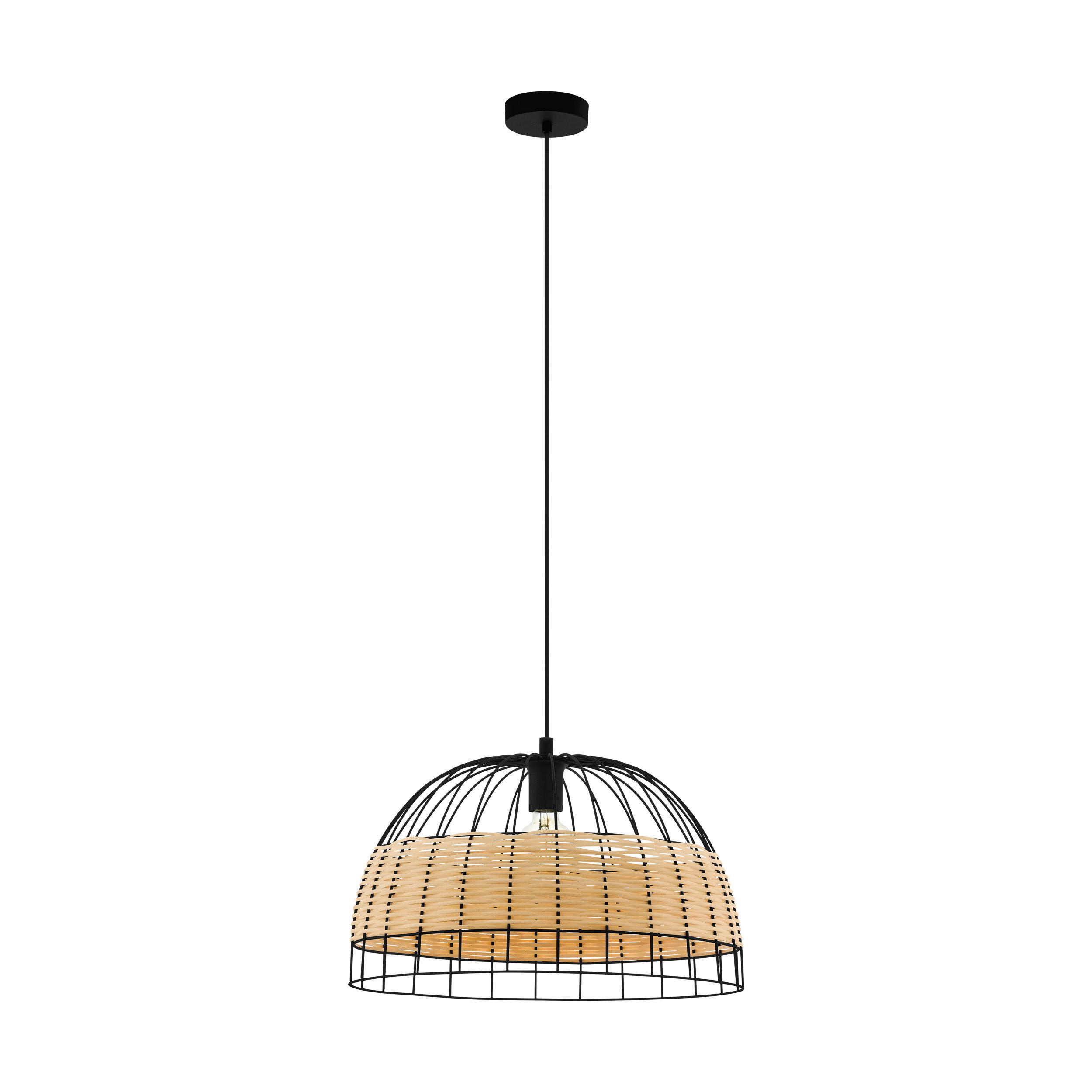 HÄNGELEUCHTE ANWICK 50/110 cm   - Schwarz/Naturfarben, Natur, Holz/Metall (50/110cm) - Eglo