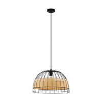 HÄNGELEUCHTE 50/110 cm    - Schwarz/Naturfarben, Natur, Holz/Metall (50/110cm) - Eglo