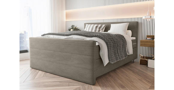 BOXSPRINGBETT 180/200 cm  in Graubraun  - Graubraun/Schwarz, KONVENTIONELL, Textil/Metall (180/200cm) - Carryhome