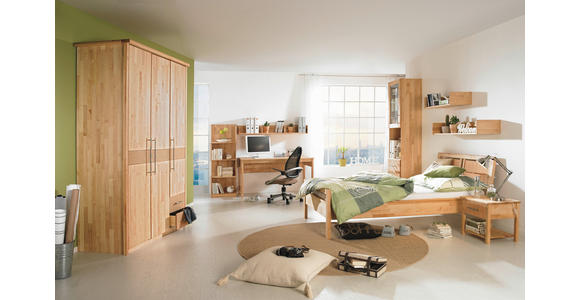 DREHTÜRENSCHRANK 141/215/65 cm 3-türig  - Chromfarben/Erlefarben, Natur, Holz/Metall (141/215/65cm) - Linea Natura