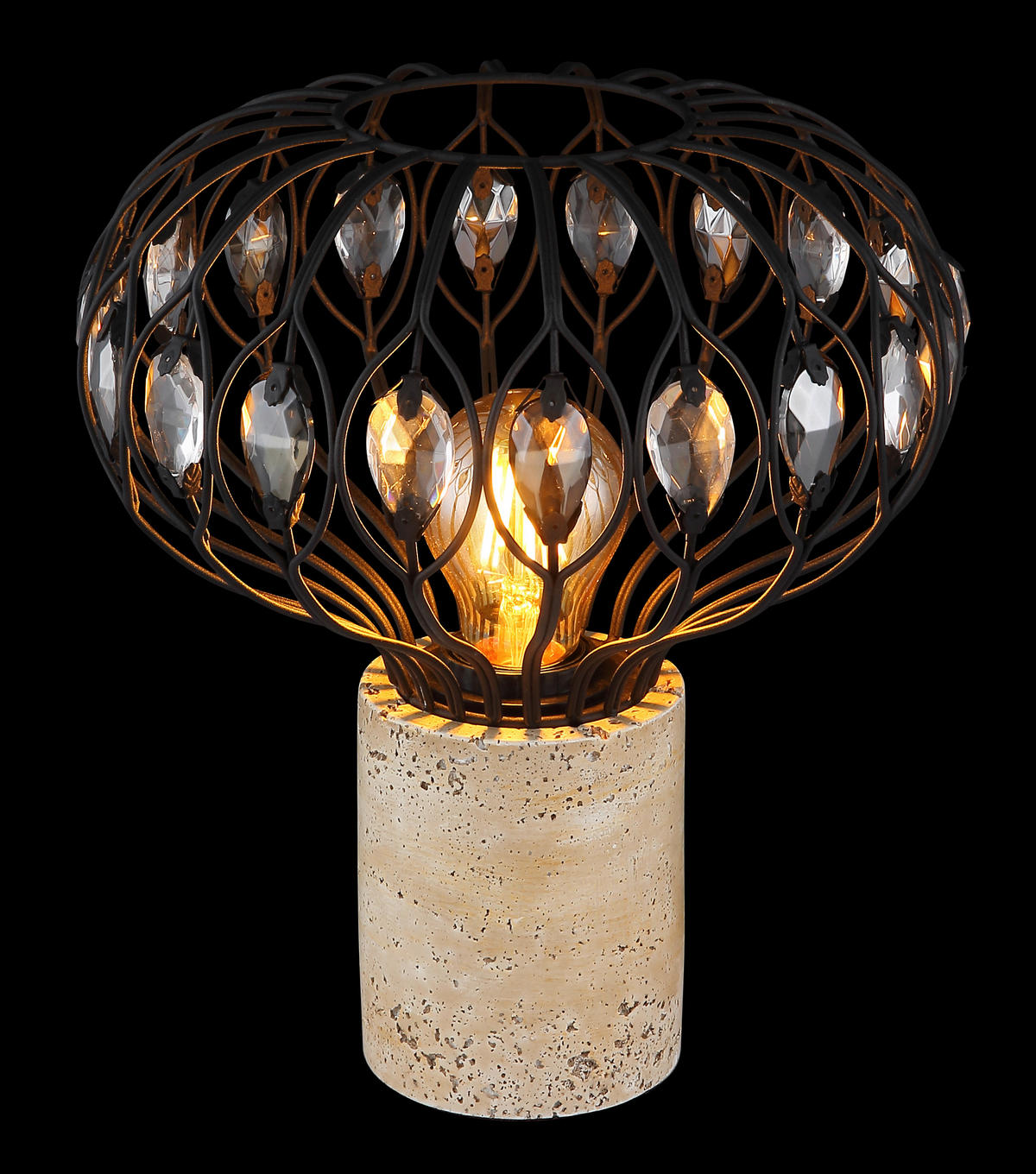 STOLNÍ LAMPA, E27, 25/28 cm  - šedá/černá, Basics, kov/plast (25/28cm) - Globo