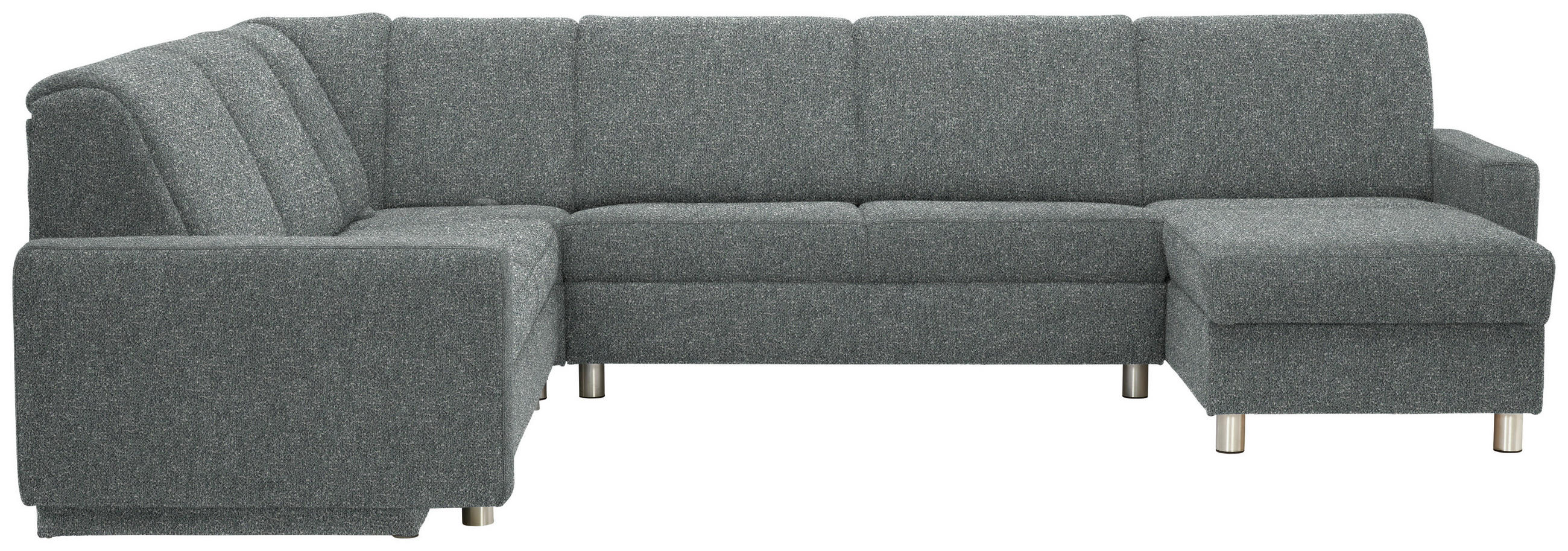 WOHNLANDSCHAFT  in Mikrovelours Graugrün  - Alufarben/Graugrün, KONVENTIONELL, Kunststoff/Textil (236/322/158cm) - Sedda