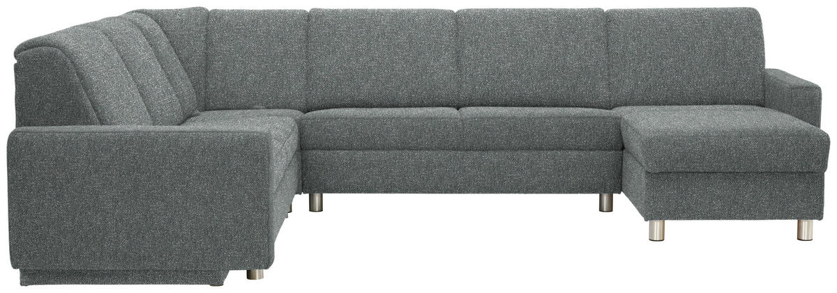 WOHNLANDSCHAFT  in Mikrovelours Graugrün  - Alufarben/Graugrün, KONVENTIONELL, Kunststoff/Textil (236/322/158cm) - Sedda