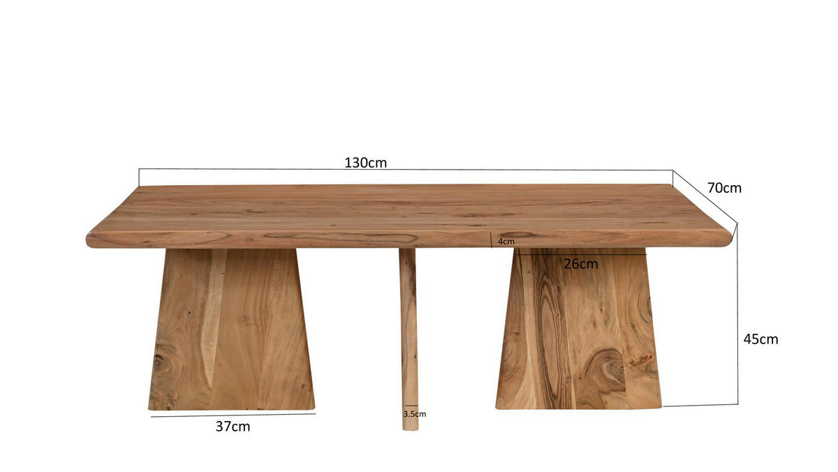 COUCHTISCH130/70/45 cm  in Holz  - Naturfarben, Design, Holz (130/70/45cm) - MID.YOU
