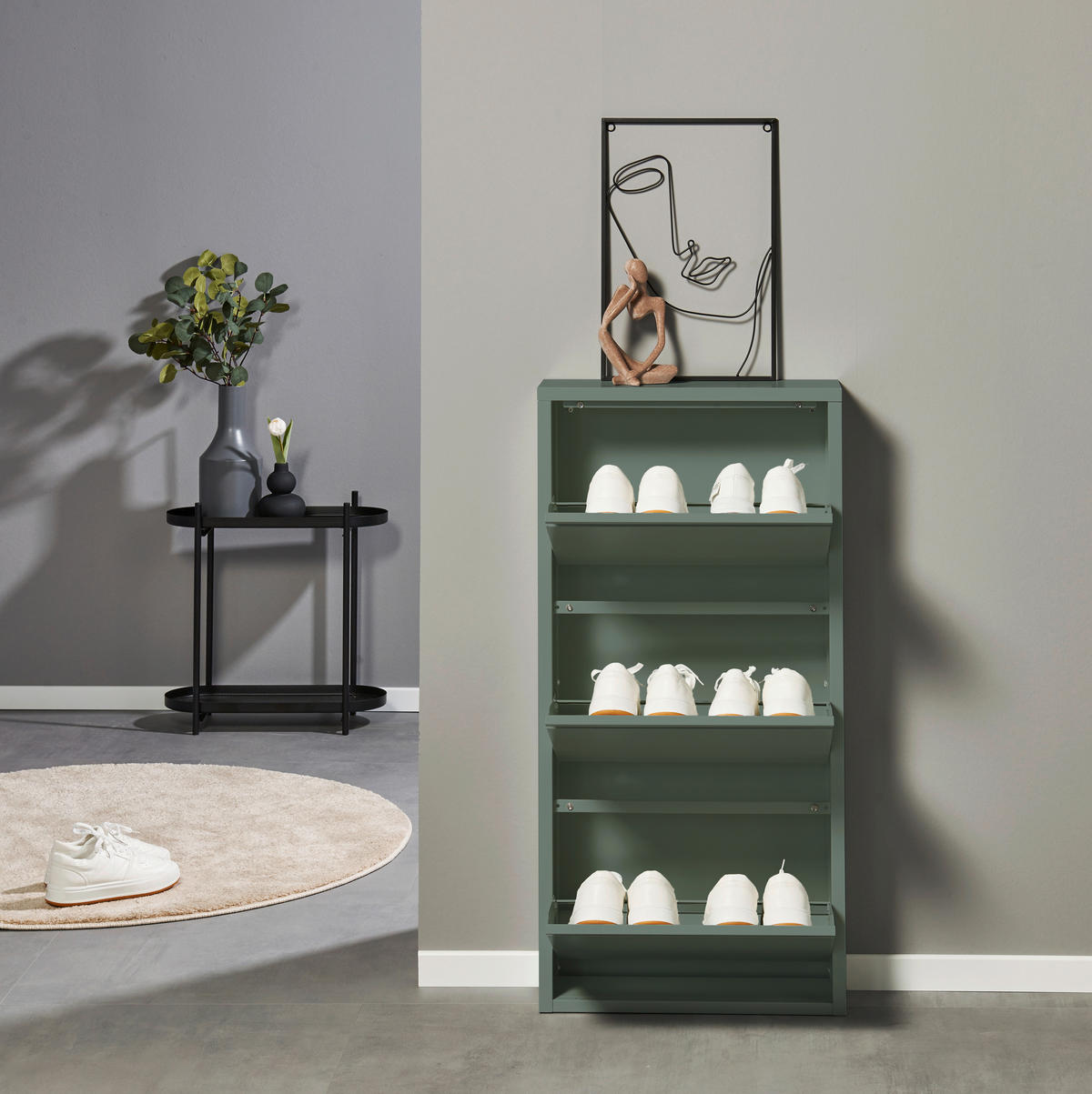 SCHUHKIPPER  in 51/104/16 cm  - Salbeigrün, MODERN, Metall (51/104/16cm) - Boxxx