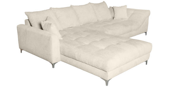 ECKSOFA in Chenille Greige 227/329 cm - Chromfarben/Greige, KONVENTIONELL, Textil/Metall (227/329cm) - Carryhome