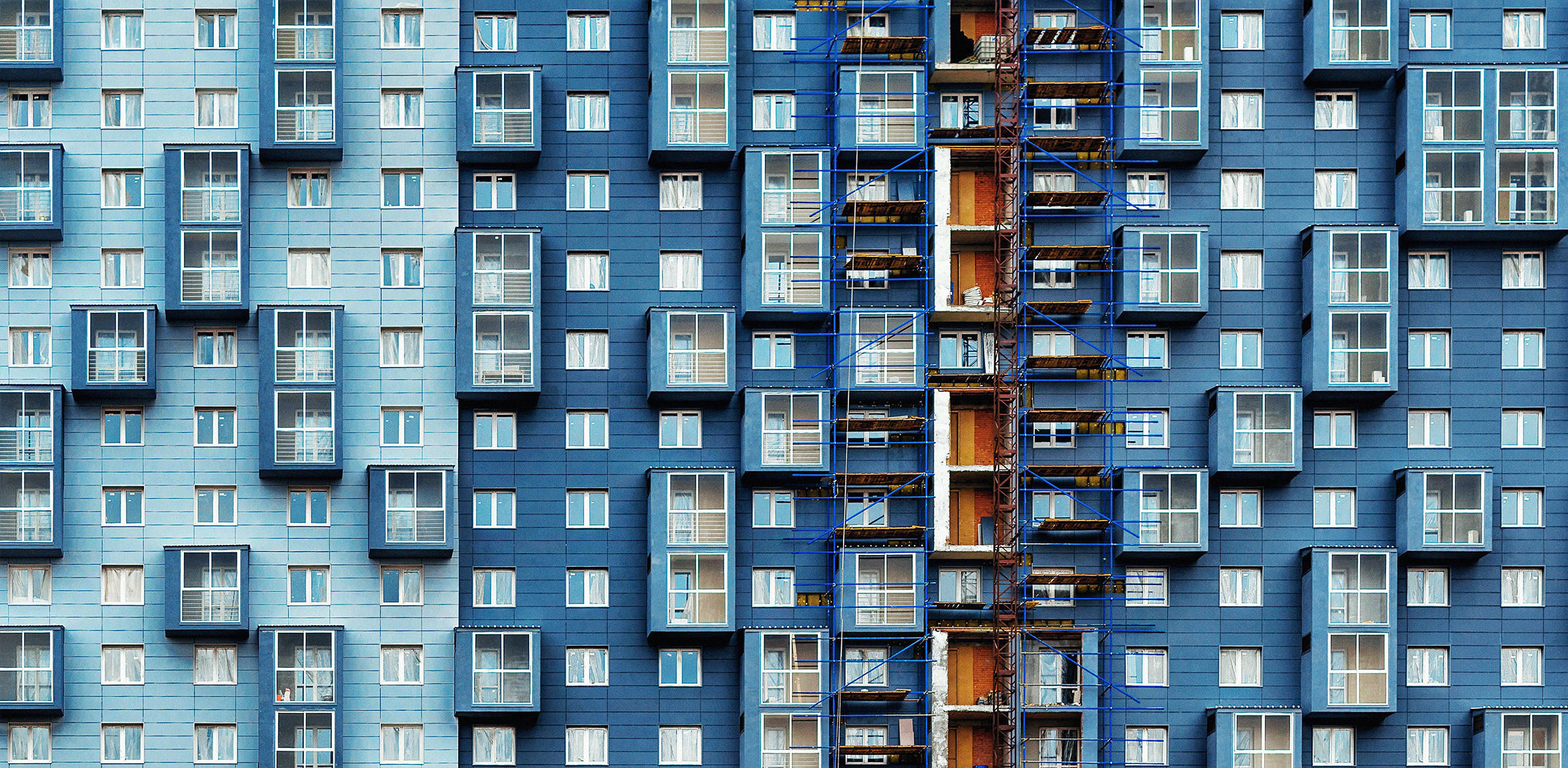 ALUMINIUMBILD Architektur 98/48 cm  - Blau, Design, Kunststoff/Metall (98/48cm) - Wandkraft