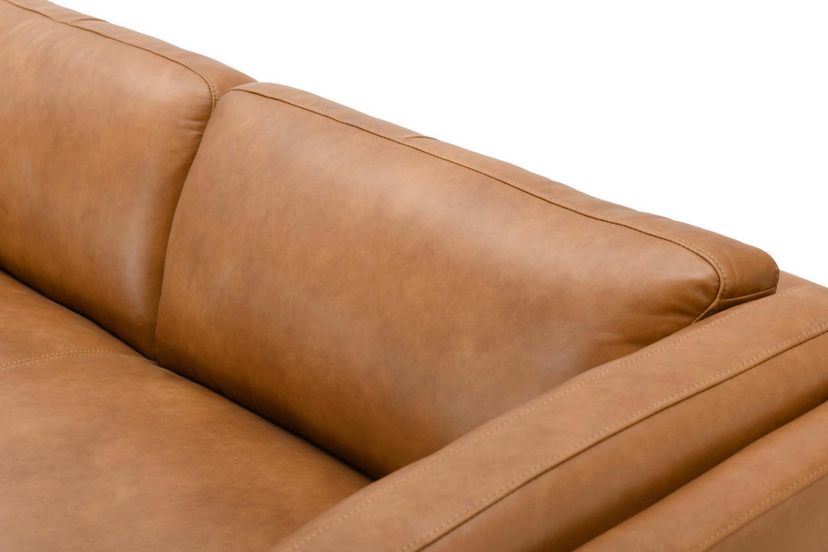 ECKSOFA SERA Cognac Echtleder Lederlook  - Cognac/Dunkelbraun, Design, Leder/Holz (194/235cm) - Livetastic
