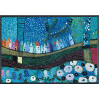 FUßMATTE 75/120 cm Stadt in Blau  - Multicolor, Trend, Kunststoff (75/120cm) - wash+dry