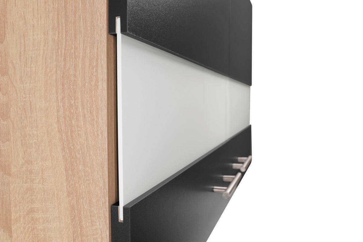 KÜCHENOBERSCHRANK 100/56,1/34,6 cm  in Schwarz, Eichefarben  - Eichefarben/Silberfarben, Basics, Glas/Holzwerkstoff (100/56,1/34,6cm) - Respekta