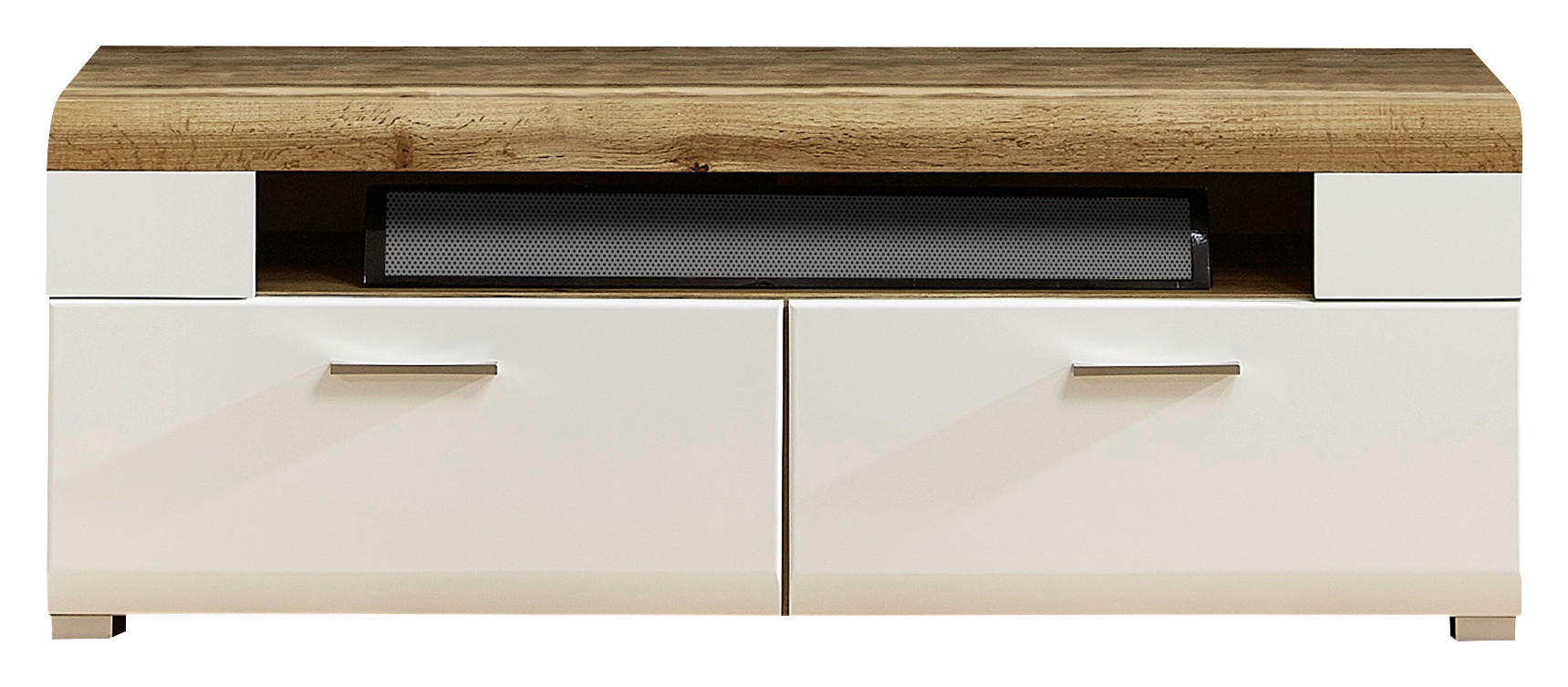 TV-ELEMENT bela, barve hrasta  - barve kroma/srebrne barve, Design, kovina/leseni material (140/51/47cm) - Hom`in