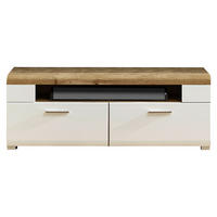 TV ELEMENT bijela, boje hrasta   - bijela/srebrne boje, Design, drvni materijal/metal (140/51/47cm) - Hom`in