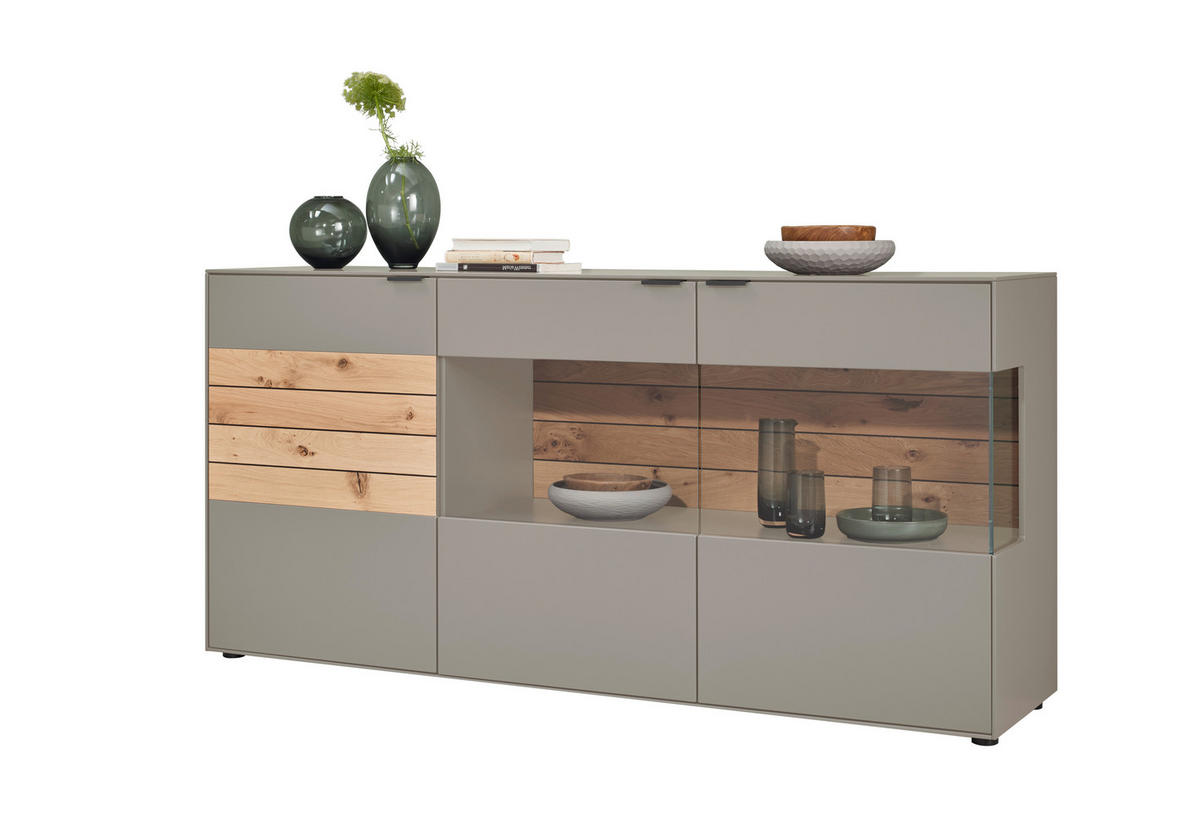 SIDEBOARD Eichefarben, Hellgrau  181,9/87,9/45,2 cm  - Eichefarben/Hellgrau, Design, Glas/Holz (181,9/87,9/45,2cm) - Dieter Knoll