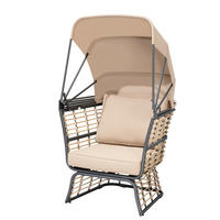 LOUNGESESSEL in Metall, Kunststoff, Textil Anthrazit, Braun, Beige  - Anthrazit/Beige, Basics, Kunststoff/Textil (72/154/83cm) - Gardenson